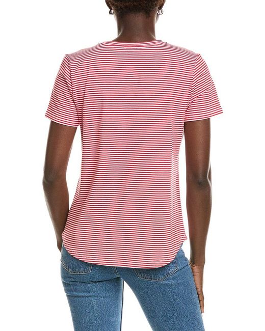 Jones New York Red Buttoned Shoulder T-Shirt