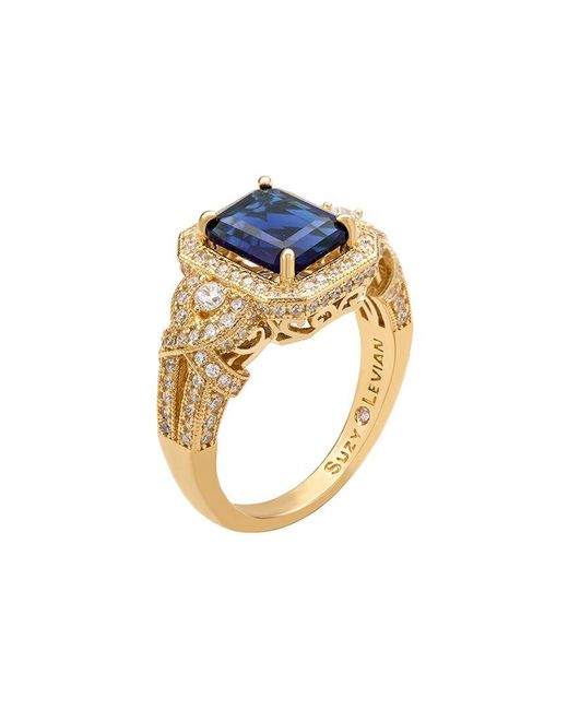 Suzy Levian CZ Jewelry Blue Suzy Levian Silver Cz Ring