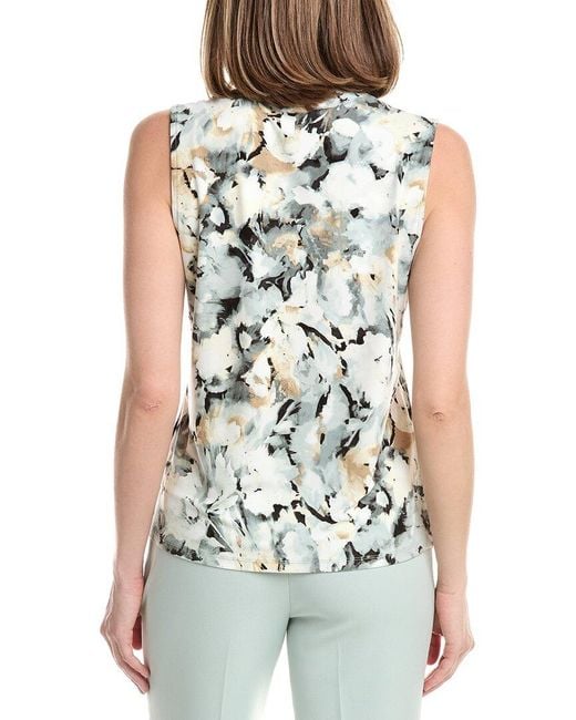Anne Klein Blue Wide Collar Printed Top