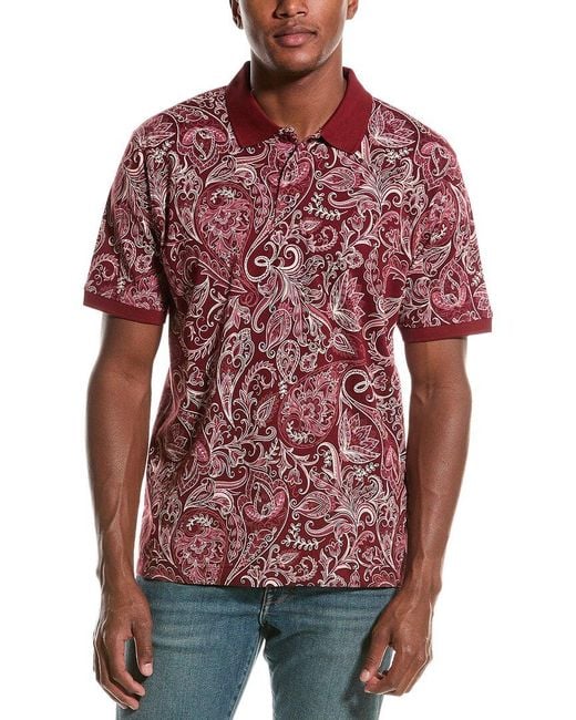 Robert Graham Red Dozer Knit Classic Fit Polo Shirt for men