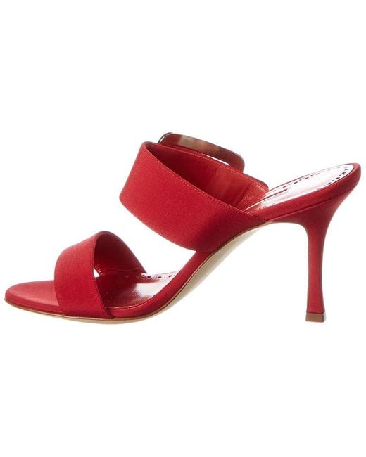 Manolo Blahnik Red Gable 90 Silk Sandal