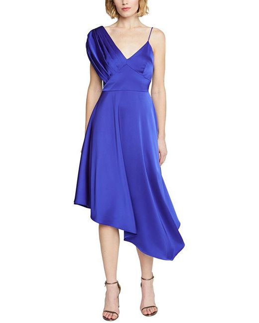 THEIA Blue Elsie Handkerchief Hem Dress