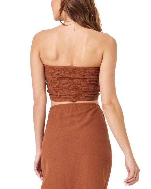 LSPACE Orange Space Summer Feels Linen-Blend Tube Top