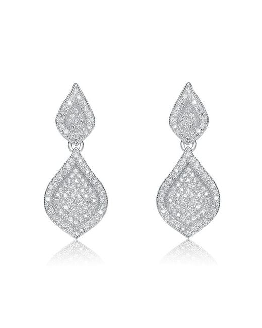 Genevive Jewelry Metallic Silver Cz Drop Earrings