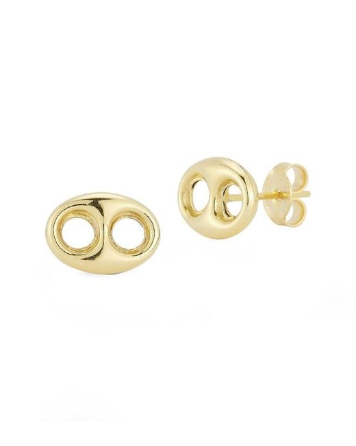 Italian Gold Metallic 14K Puffed Mariner Studs