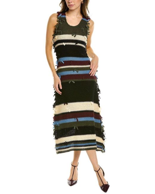 Ferragamo Black Ferragamo Crochet Midi Dress
