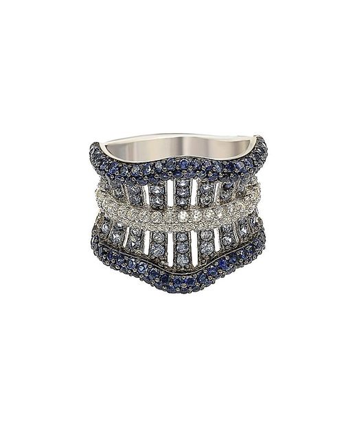 Suzy Levian Gray Silver 3.55 Ct. Tw. Sapphire Ring