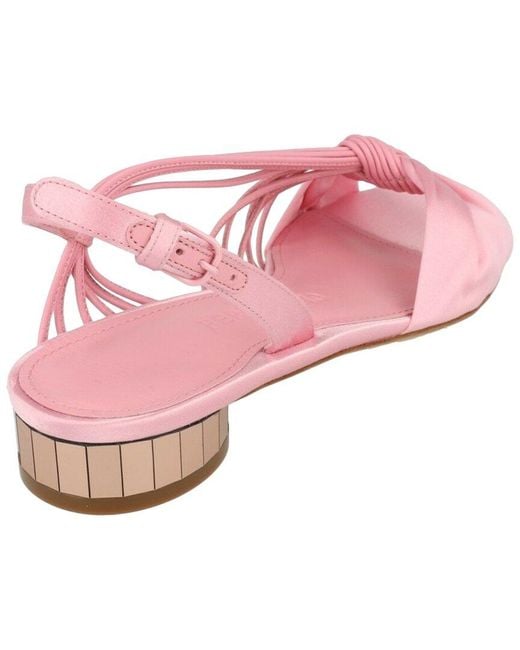 Ferragamo Pink Sabina Mirrored Leather & Satin Sandal