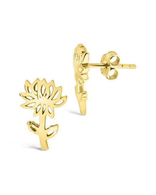 Sterling Forever Metallic 14k Over Silver Birth Flower November Chrysanthemum Studs