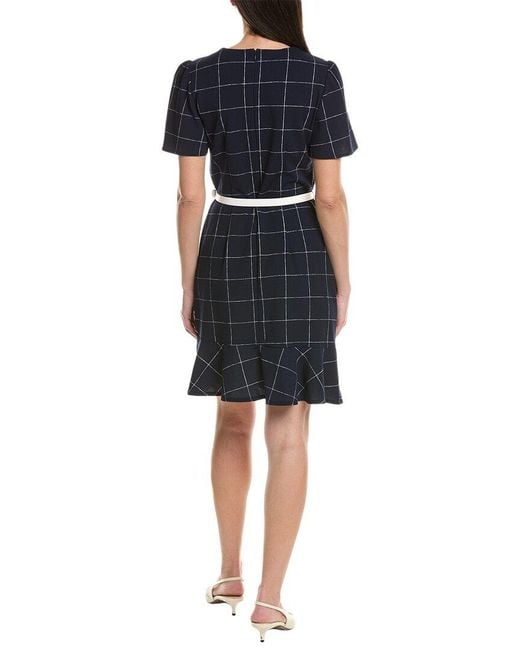 Sharagano Blue Short Sleeve A Line Dress