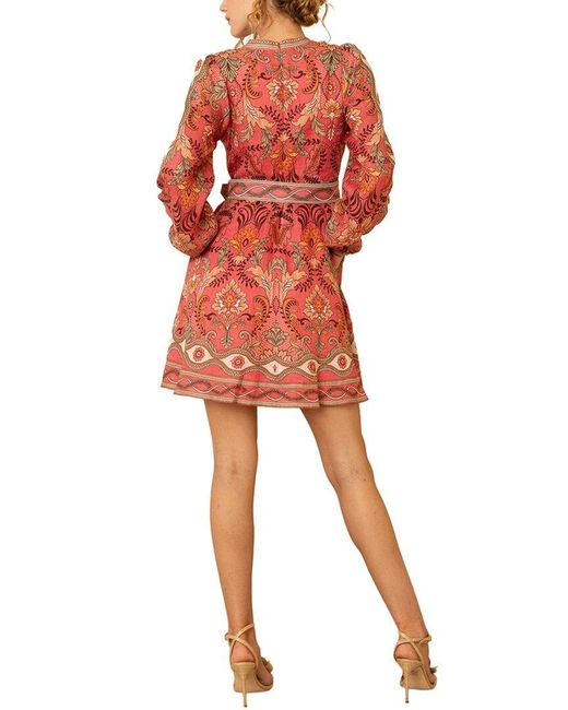 Hale Bob Orange Ryann Linen Mini Dress