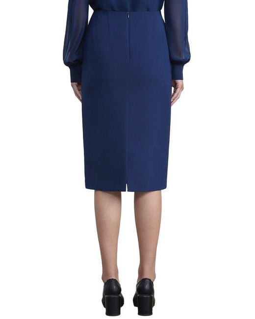 Lafayette 148 New York Blue Wool & Silk-Blend Pencil Skirt