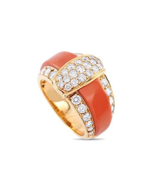 Van Cleef & Arpels White 18K 1.22 Ct. Tw. Diamond Coral Vintage Ring (Authentic Pre- Owned)