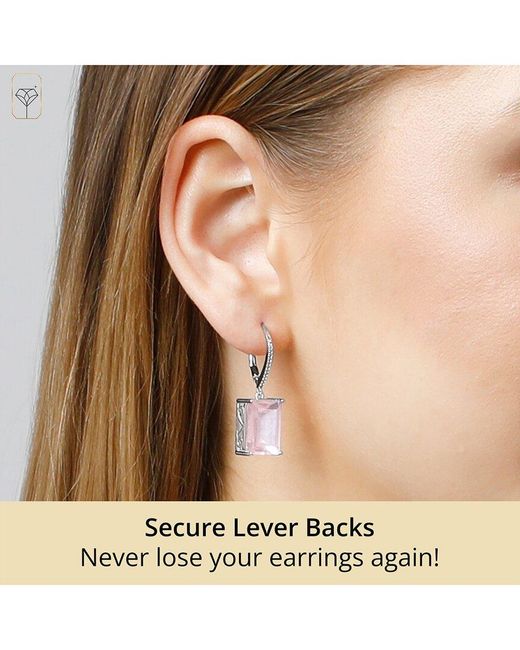MaxColor White 12.00 Ct. Tw. Rose Quartz Earrings