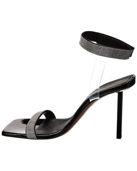 AMINA MUADDI Black Rih Vinyl & Patent Sandal