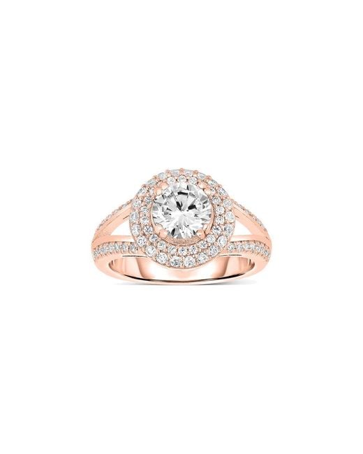 Genevive Jewelry Pink 14K Rose Over Cz Ring