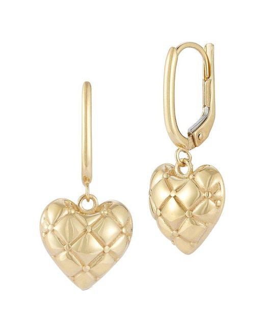 Ember Fine Jewelry Metallic 14k Quilted Heart Drop Earrings