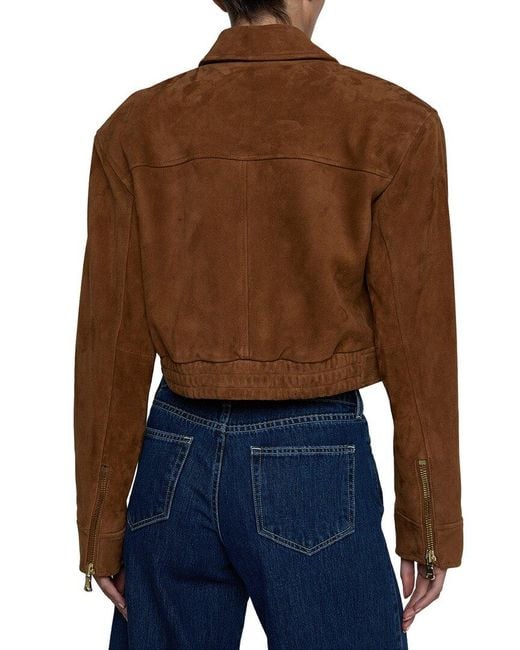L'Agence Brown Micah Oversized Collared Suede Jacket