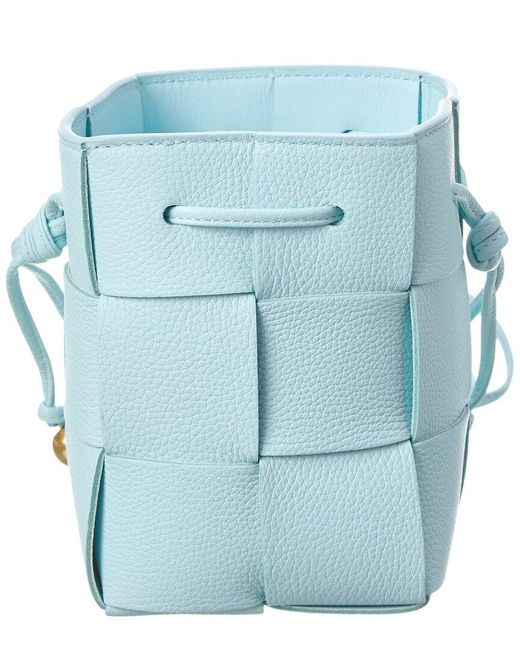 Bottega Veneta Blue Intreccio Leather Bucket Bag