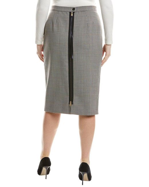 Marina Rinaldi Gray Cannes Wool-Blend Skirt