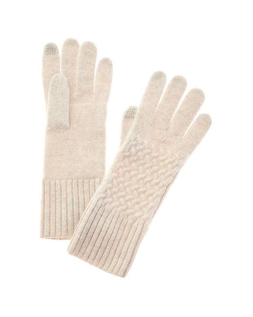 Hannah Rose Natural Basket Weave Stitch Cashmere Gloves