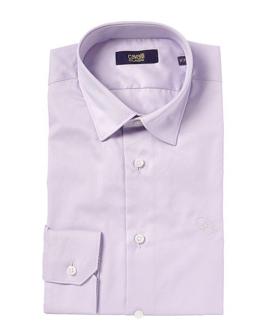 Class Roberto Cavalli Purple Slim Fit Dress Shirt for men