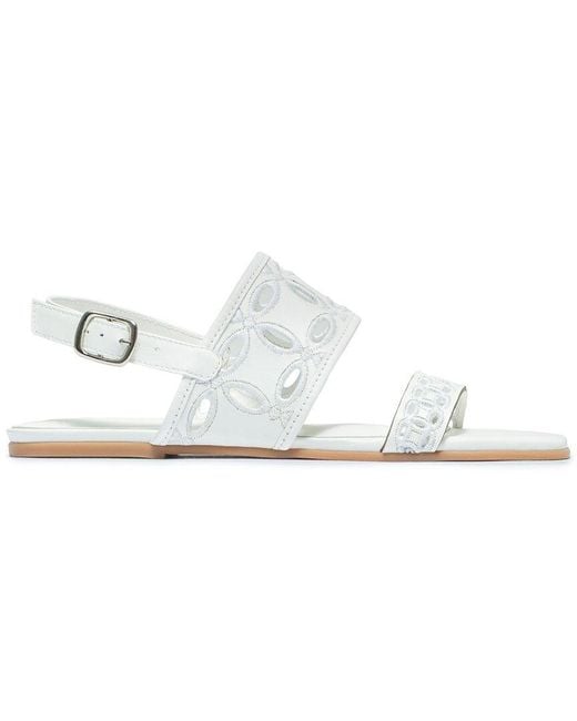 Bernardo White Orla Leather Flat Sandal
