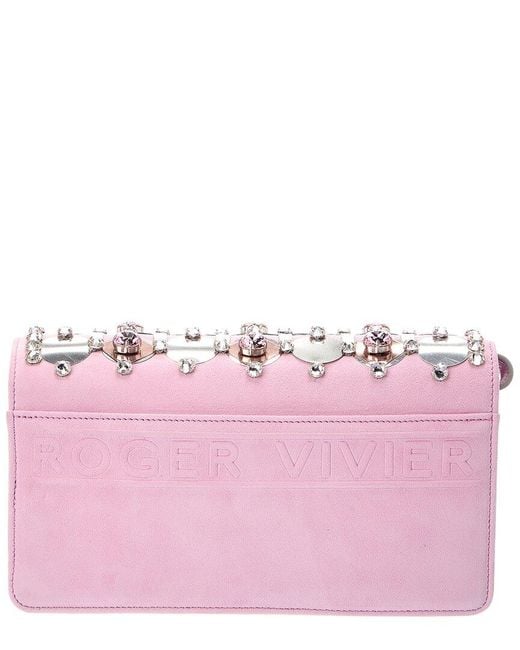 Roger Vivier Purple Logo Leather & Suede Shoulder Bag