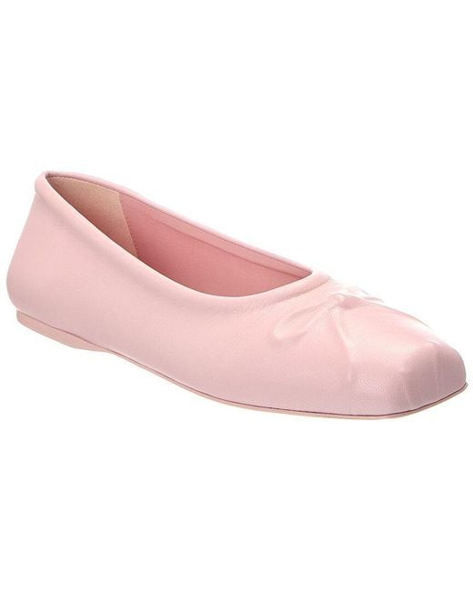 Marni Pink Bow Leather Ballerina Flat