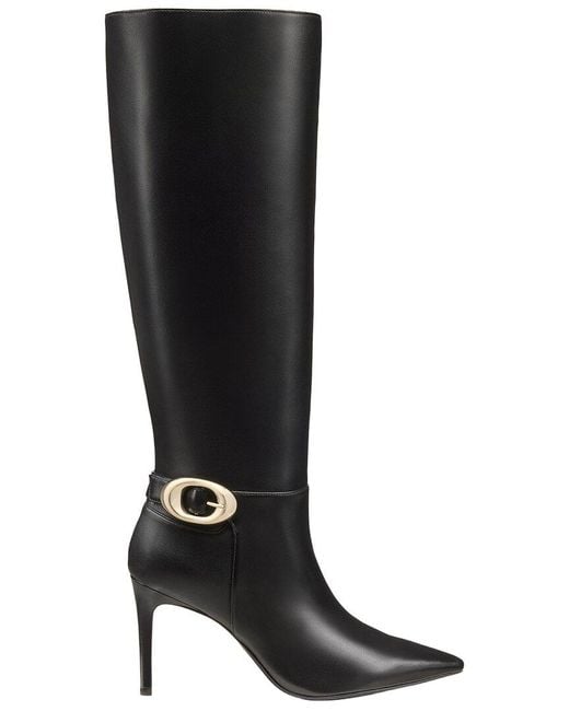 Stuart Weitzman Black Stuart Power Buckle Leather Boot