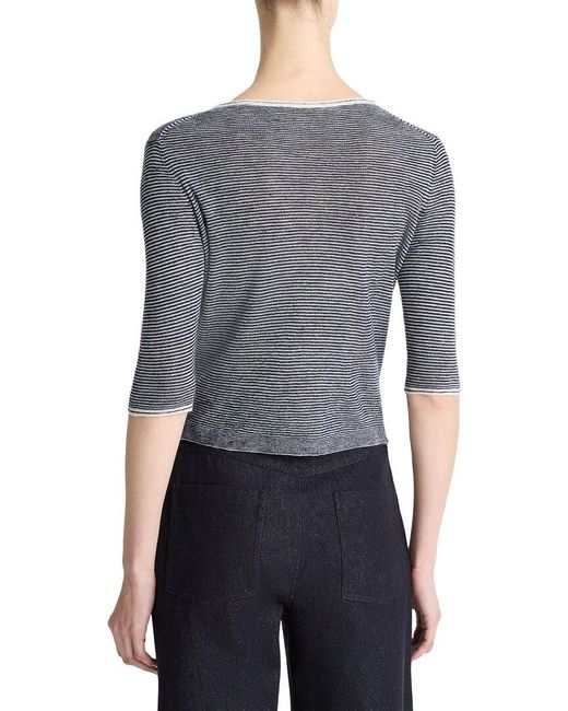 Vince Gray Microstripe Cardigan