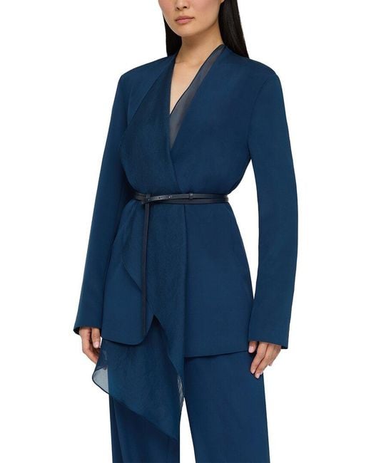 Lafayette 148 New York Blue Plus Silk-Blend Cardigan Jacket