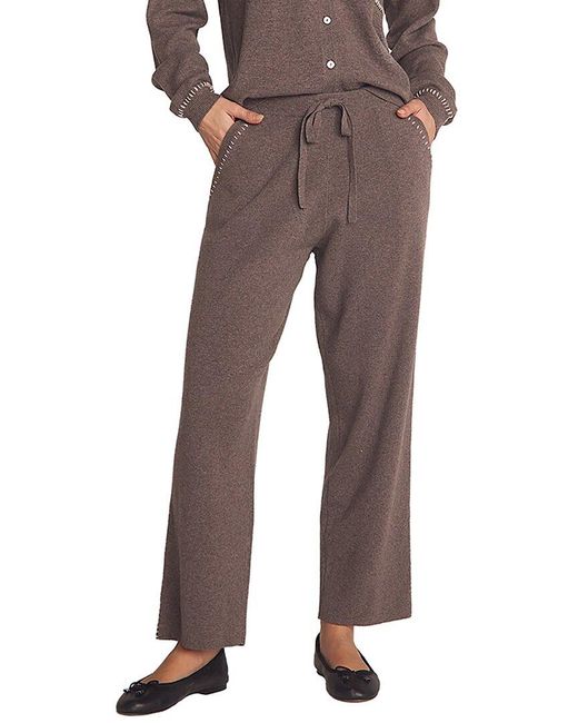 Bella Dahl Brown Cashmere & Wool-Blend Straight Leg Sweatpant