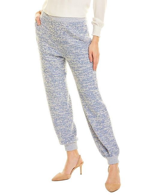 St. John Cotton Boucle Knit Pant in Blue Lyst