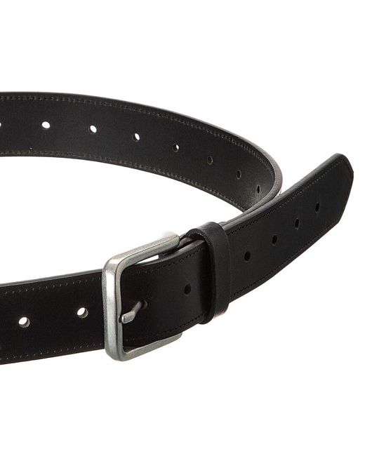 Brass Mark Black Stitched Leather Casual Belt for men
