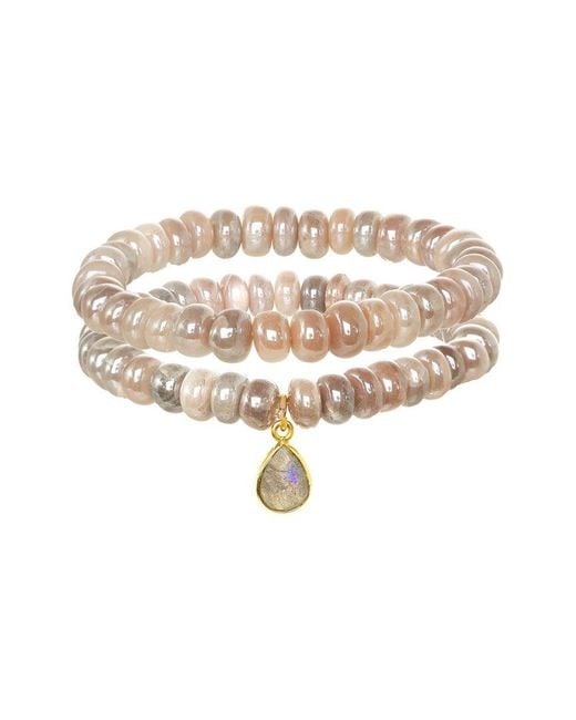 Rachel Reinhardt Jewelry White 14k Over Silver Gemstone Stretch Bracelet