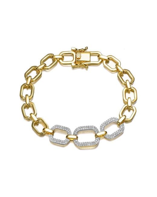 Rachel Glauber Metallic 14k Plated Cz Geometric Bracelet