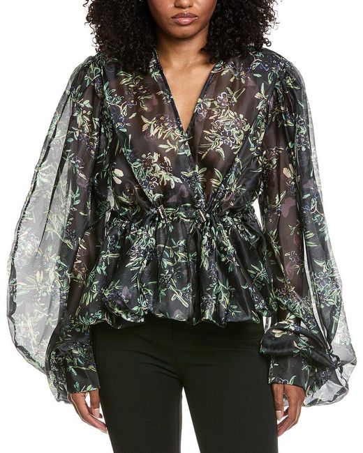Beulah London Black Printed Blouse