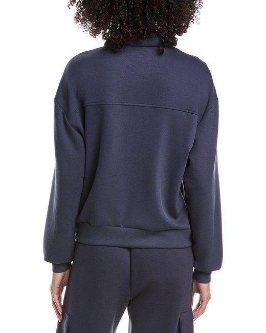 Ariella Blue Ponte Full Snap Zipper Sweatshirt