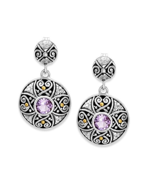Samuel B. Metallic 18K & 0.80 Ct. Tw. Amethyst Drop Earrings