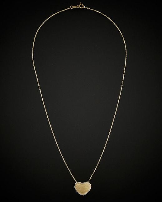 Italian Gold Black 14k Two-tone Rimmed Satin Heart Necklace