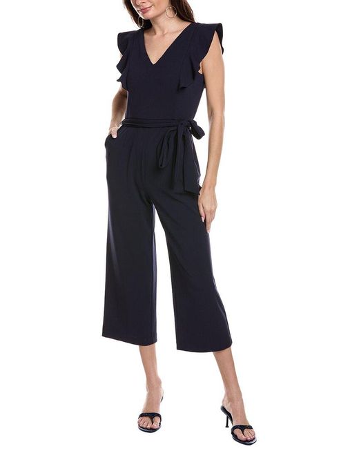 Tahari Blue Ruffle Jumpsuit