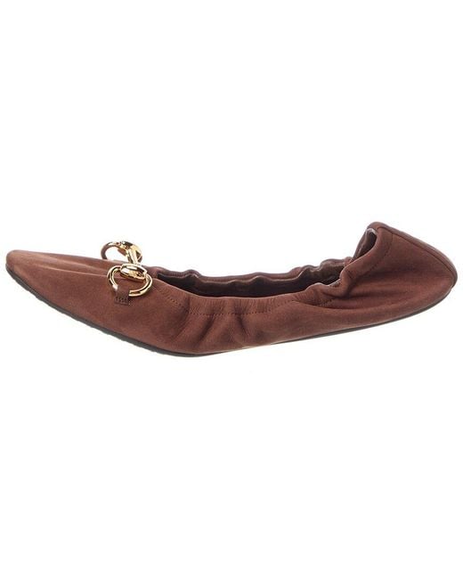 Gucci Brown Prima Leather Ballet Flat