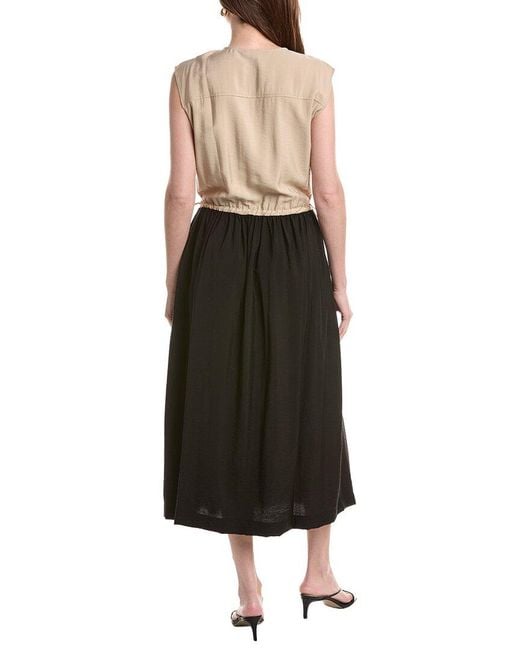 Ellen Tracy Black Crinkle Colorblock Dress