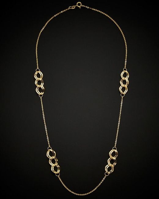 Italian Gold Black 14k Twist Oval Station Necklace