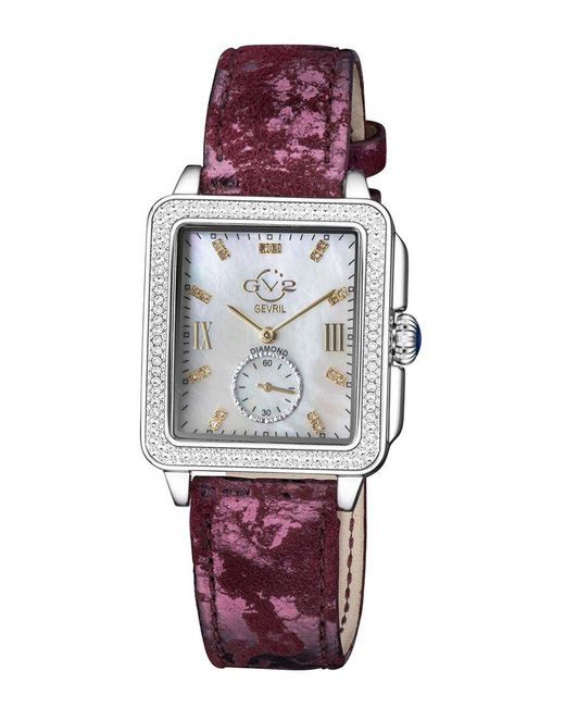GV2 Gevril Bari Tortoise Diamond Watch, Red Suede Strap, NWT GV2 Bari Tortoise Diamond - Gevril main image 3