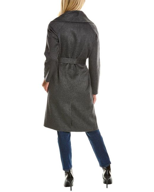 Forte Black Shawl Collar Wool & Cashmere-blend Coat