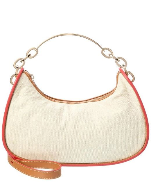 Tod's Natural Canvas & Leather Hobo Bag