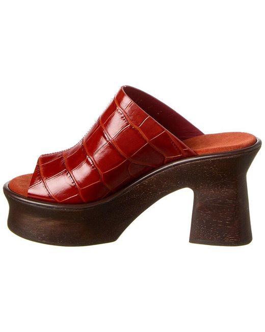 Ferragamo Red Samanta Croc-embossed Leather Platform Sandal