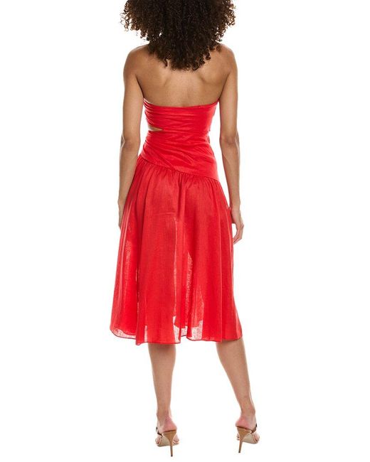 Zimmermann Red Cutout Linen Midi Dress